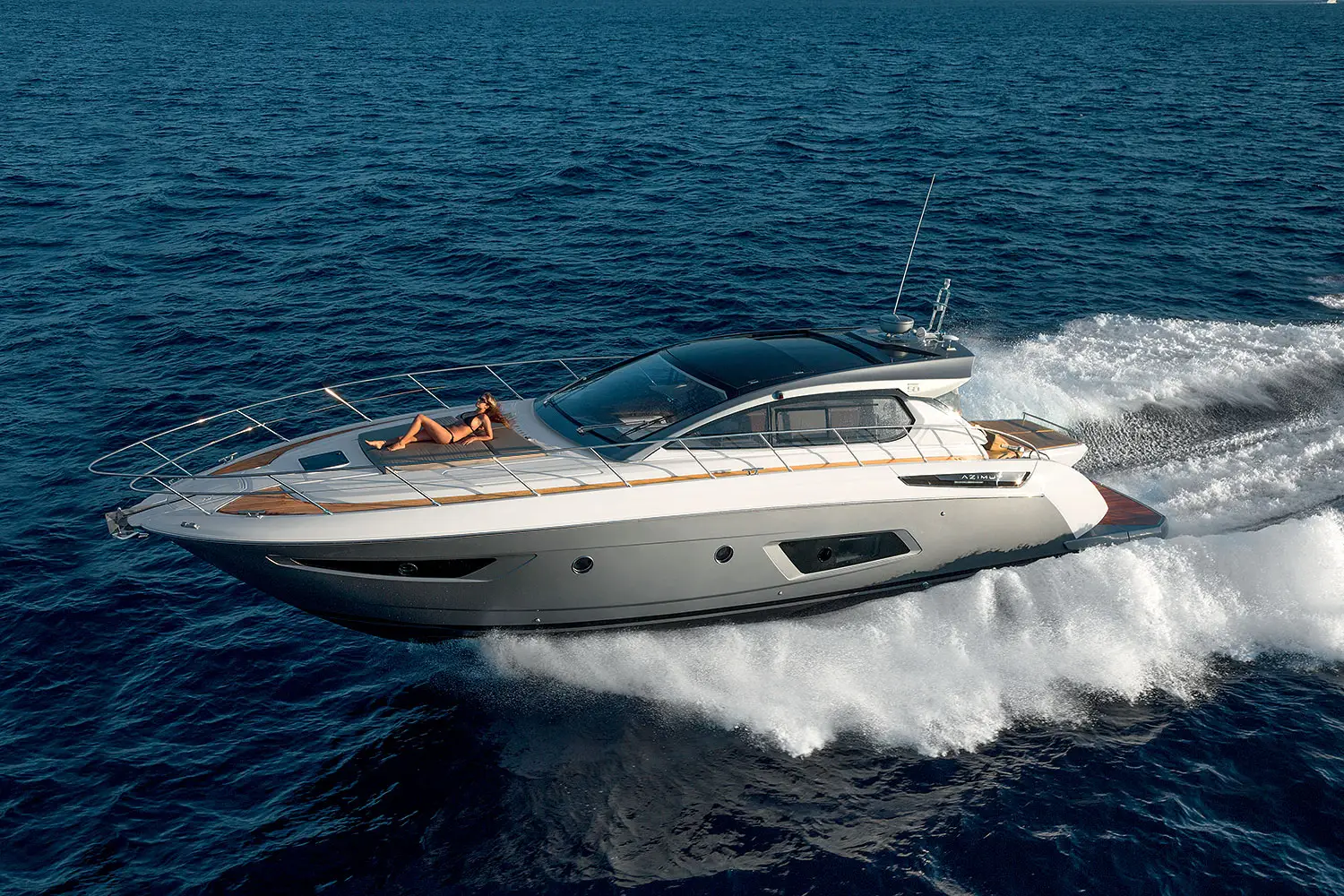 Luxury motor yacht cruising at high speed on the Adriatic sea for corporate incentives