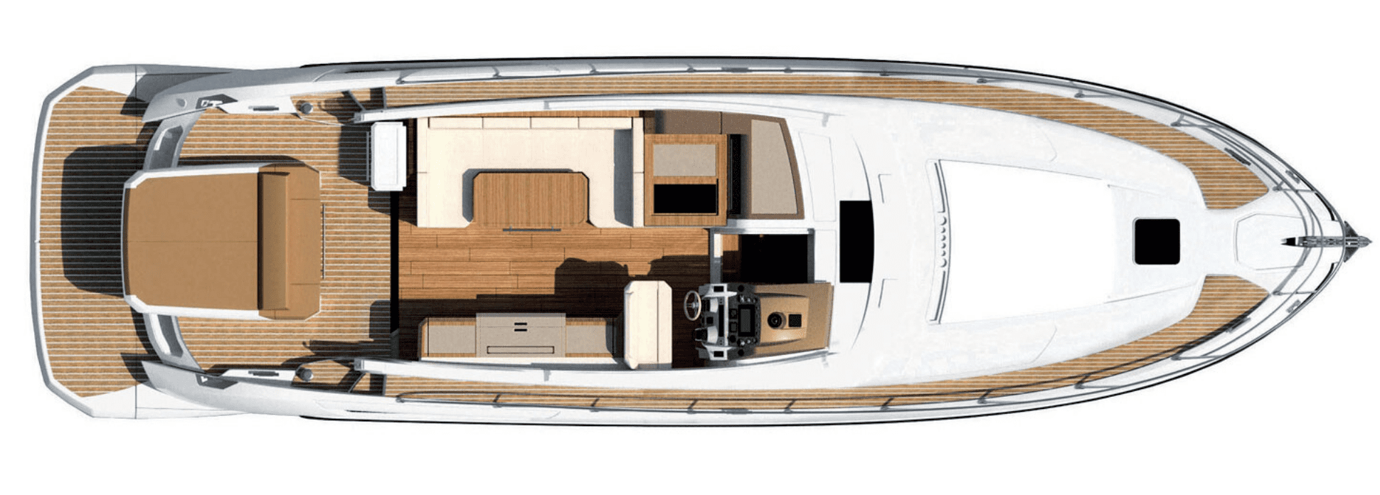 Grundriss des Hauptdecks mit Salon, Pantry und Achterdeck
